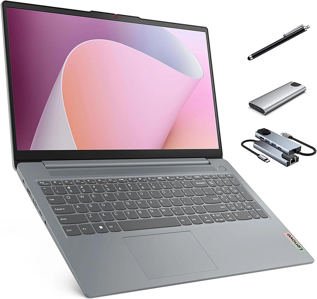 Lenovo IdeaPad Slim 3 Touchscreen Laptop, 15.6' FHD Laptop, 8-Core AMD Ryzen 7 5825U, 16GB RAM, 1TB SSD, Keypad, SD Card Reader, Stylus Pen + External Portable SSD + USB Hub, Linux Ubuntu OS
