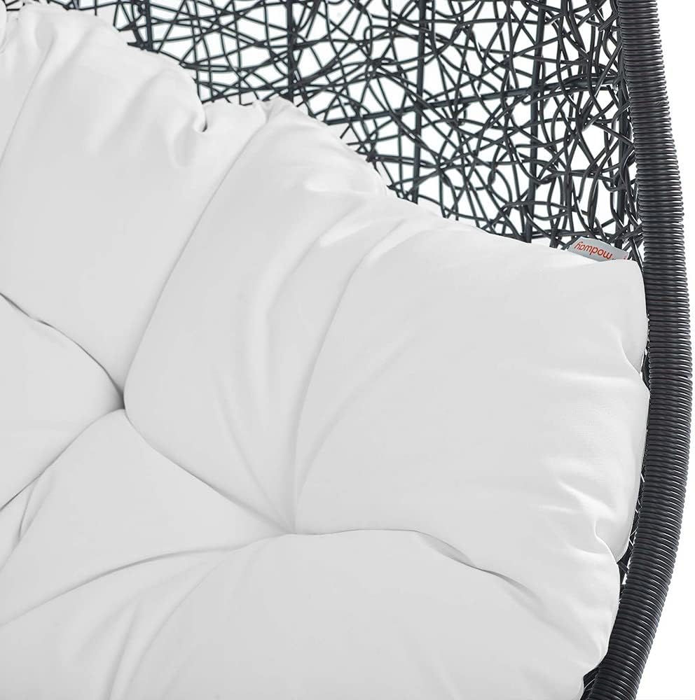 Modway EEI-3636-BLK-WHI Encase Swing Outdoor Patio Lounge Chair Without Stand, Black White, 43.5 x 40 x 125.5