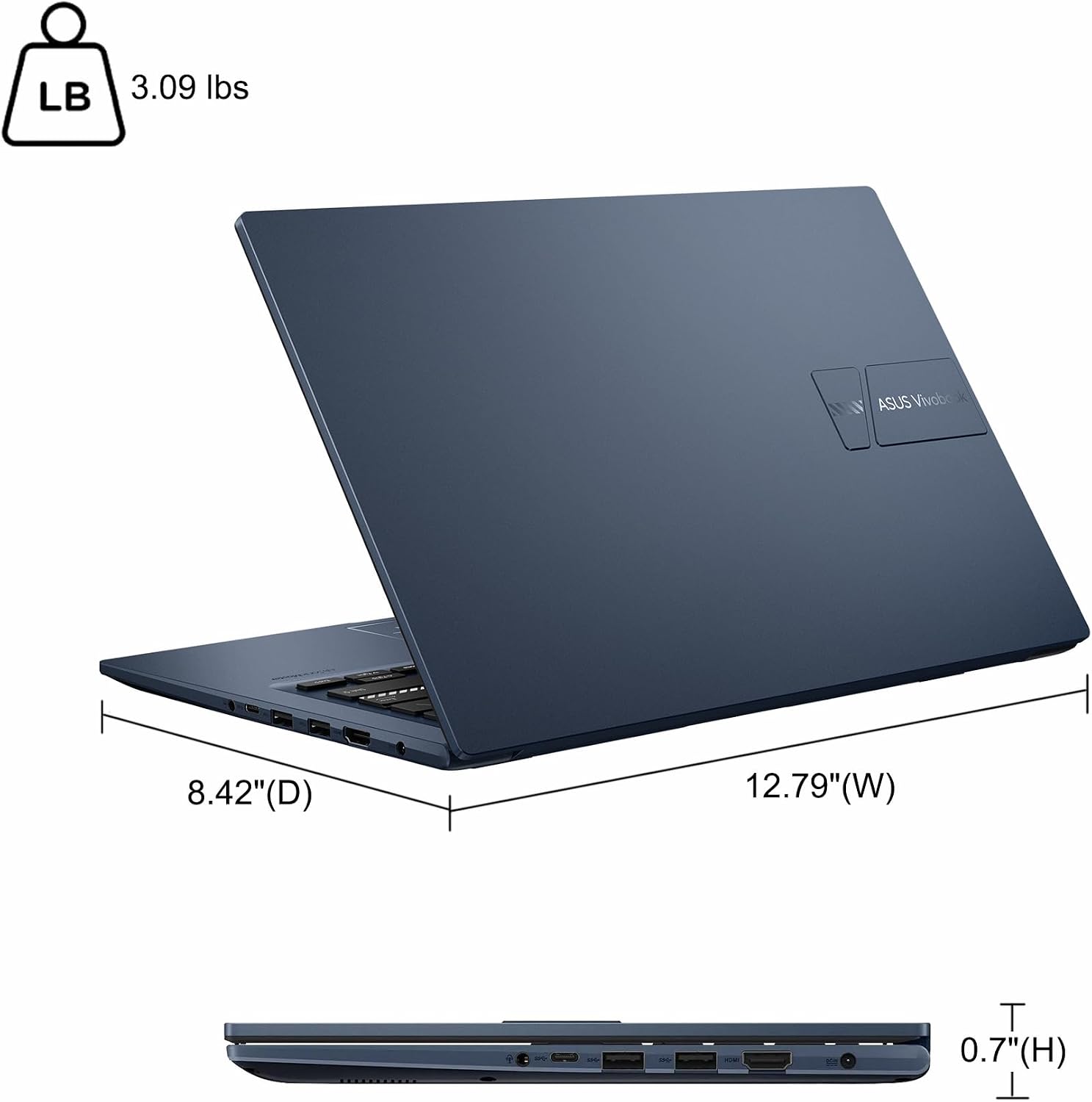 ASUS VivoBook 14 Business Laptop 14' FHD Anti-Glare Intel 6-core i3-1215U 16GB DDR4 256GB SSD Type-C Privacy Camera SonicMaster Fast Charging Win11Pro ICP Hub