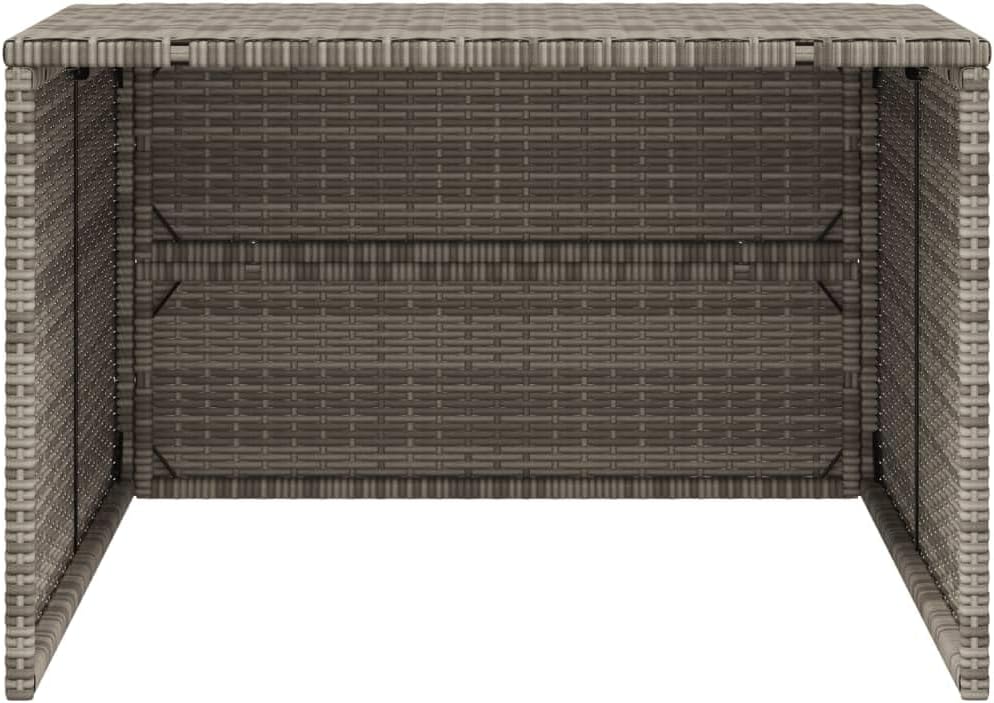 vidaXL Robot Mower Garage - Weather Protection for Robotic Lawn Mowers - Gray - Poly Rattan - 33.9'x35.4'x20.5'/22.4'