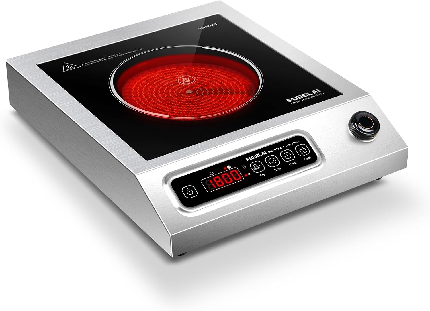 1800W Hot Plate Electric, 9 Power Levels Commercial-Grade Induction Cooktop, Portable Infrared Burner with Timer and Child Safety Lock, for Apartment, Dorm, RV and Restaurant