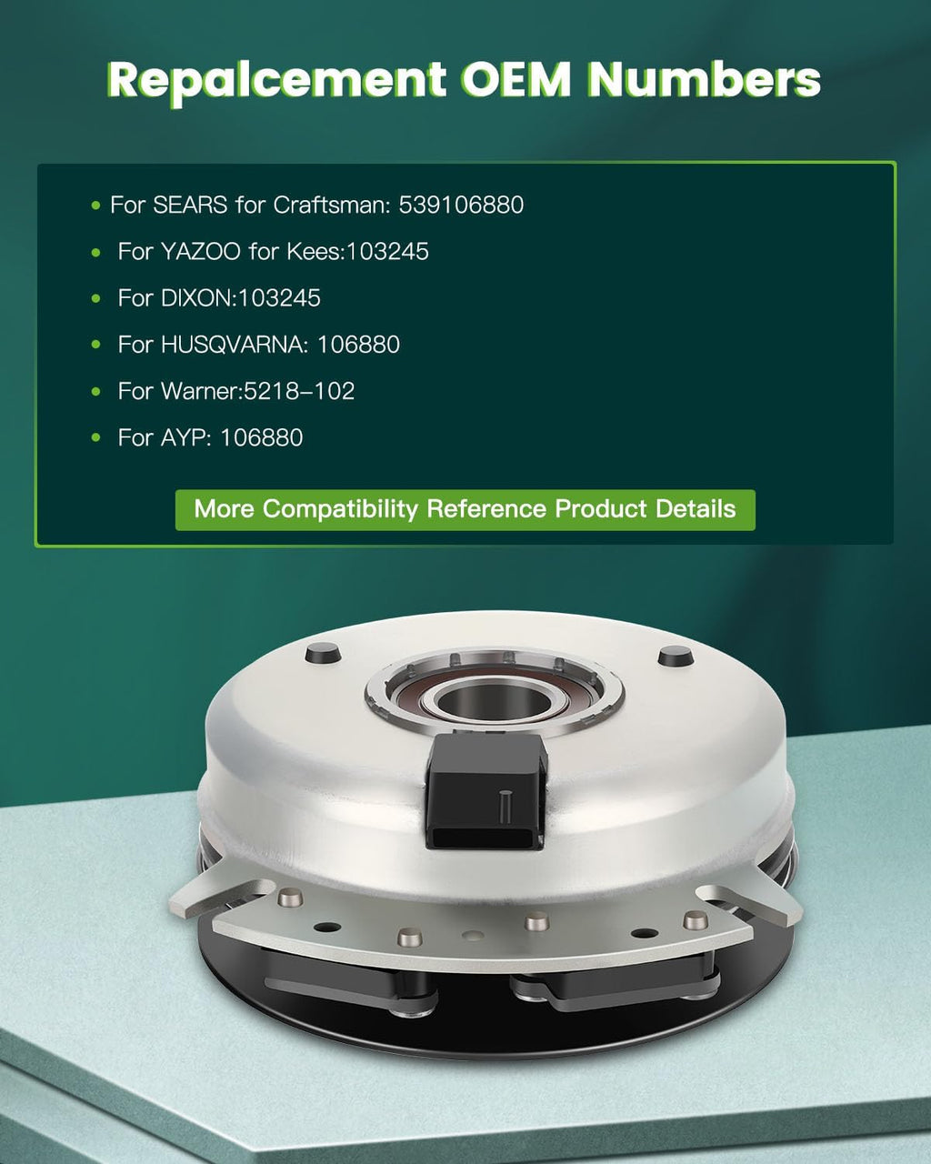 Electric PTO Clutch SCITOO 5218-211 Electric PTO Lawn Mower Clutch Compatible for Oregon: 33-154 / for Stens: 255-491 / for Warner: 5218-211, 5218-52 / for Wright Stander: 7140001