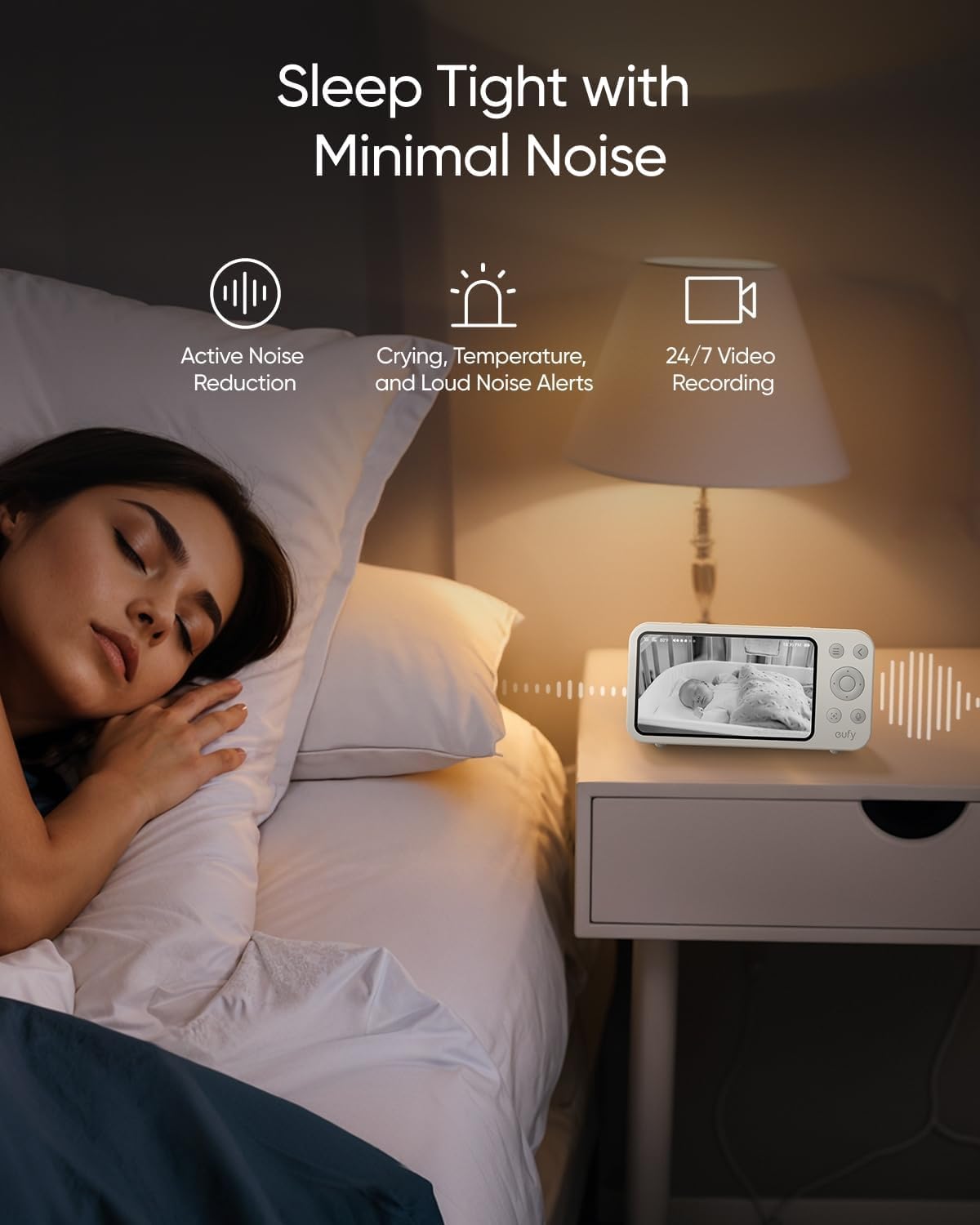 eufy Security Baby Monitor E20 with 2K HD Camera, 5'' 720p Display, Hybrid Wi-Fi & No Wi-Fi Connection, Pan-Tilt, 4X Zoom, Portable Camera with Built-in Battery, 24/7 Recording in App, ANR