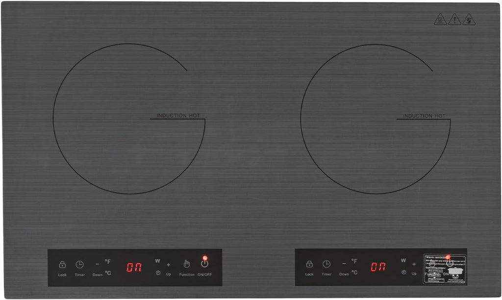 Double Induction Cooktop 24 Inch, 4000W 2 Burners Electric Cooktop with Hot Plate, Portable Induction Cooker with Timer and Child Safety Lock, Temperature Adjustable Stove Top with LED Display