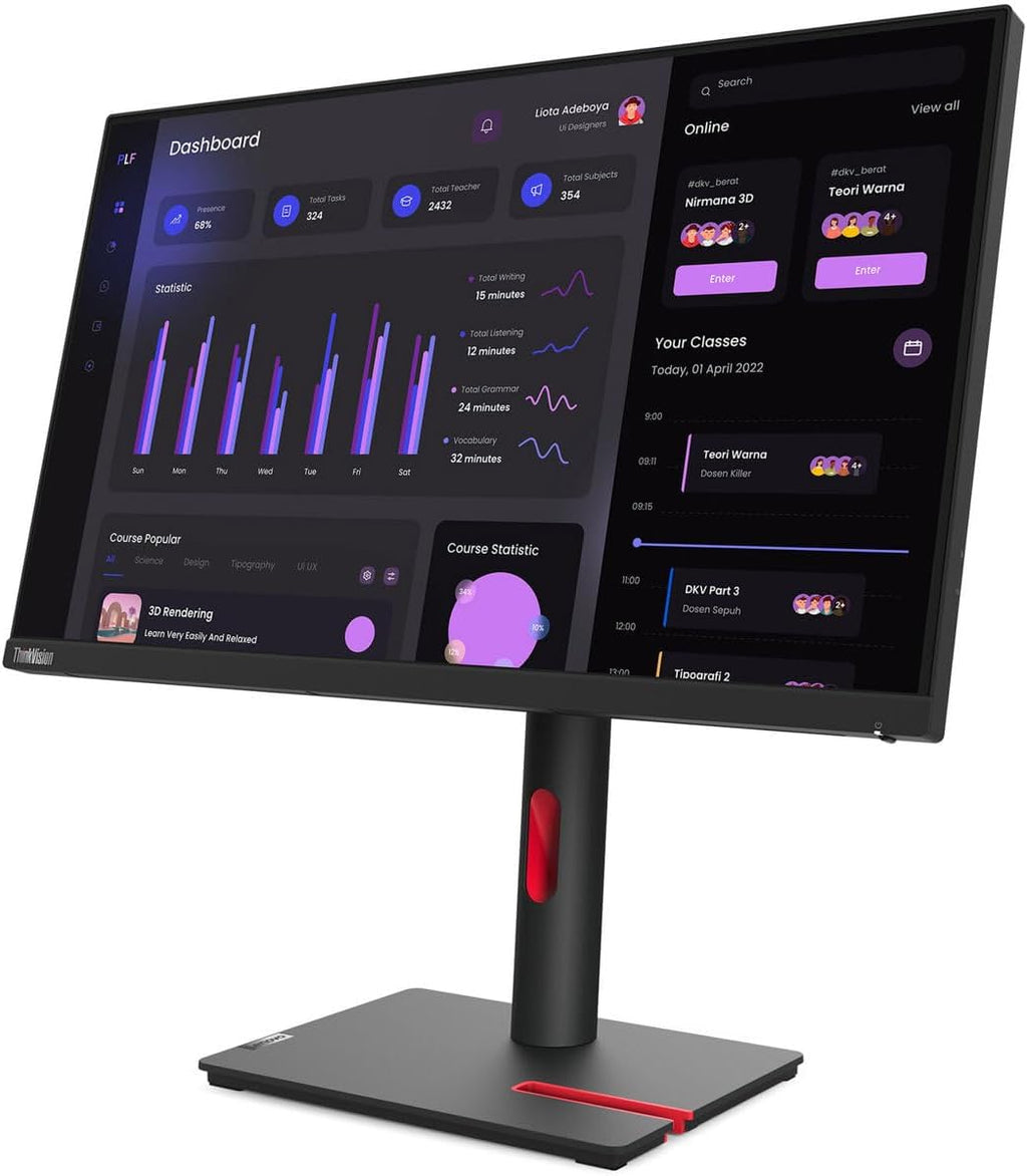 Lenovo ThinkVision T24i-30 24' Class Full HD LED Monitor - 16:9 - Raven Black