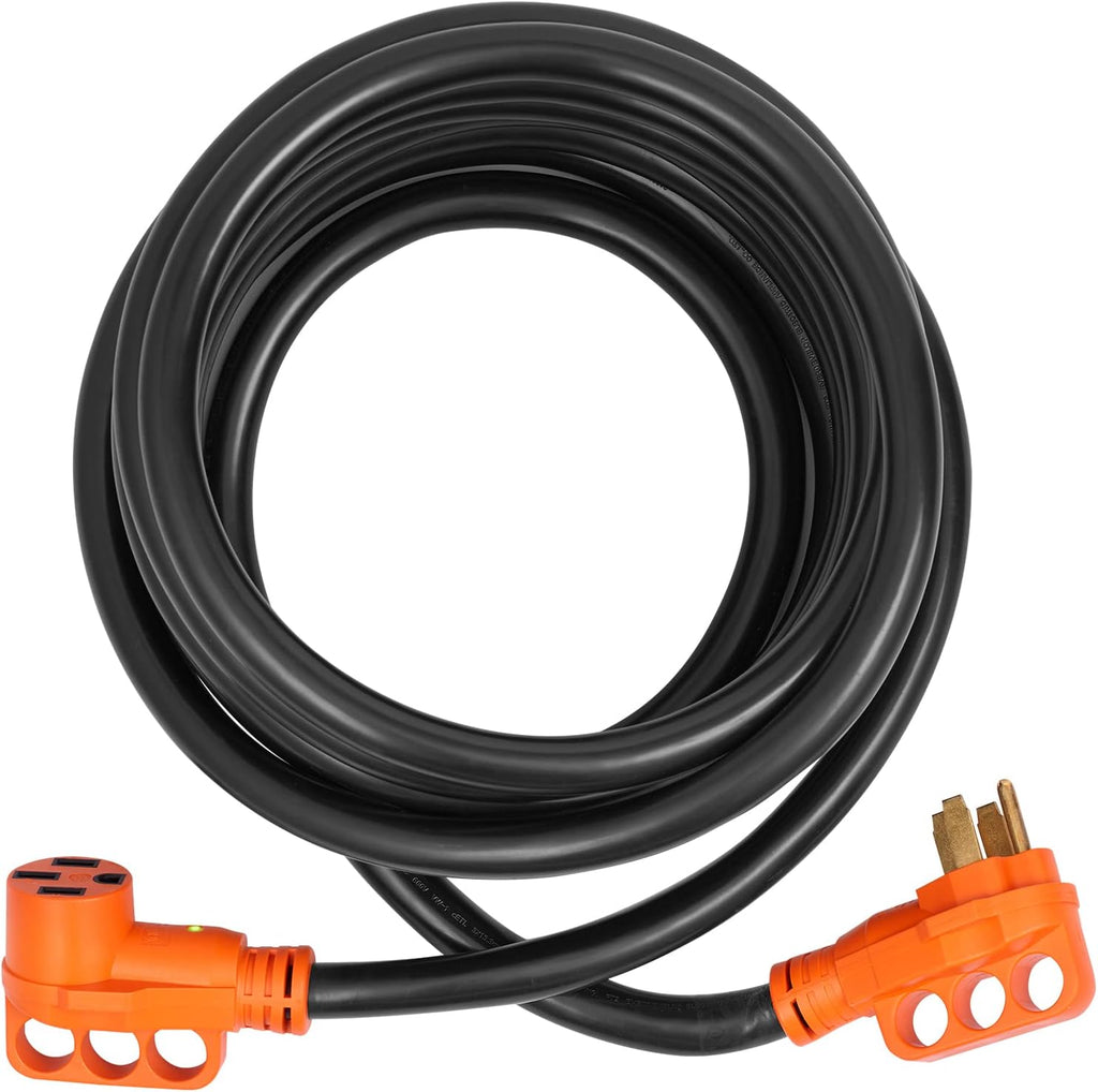 VEVOR 50FT 50 Amp RV Extension Cord, NEMA 14-50P to 14-50R, Heavy Duty STW 6/3+8/1 AWG Copper Wire, 125/250V Outdoor Power Cord for EV Charging RV Camper, 12500W, ETL Listed