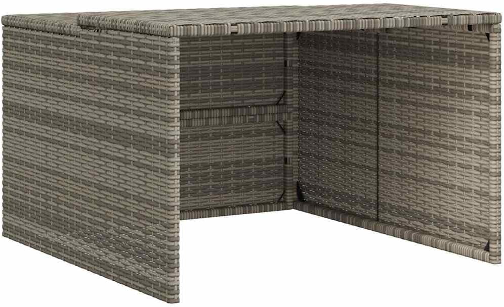 vidaXL Robot Mower Garage - Weather Protection for Robotic Lawn Mowers - Gray - Poly Rattan - 33.9'x35.4'x20.5'/22.4'