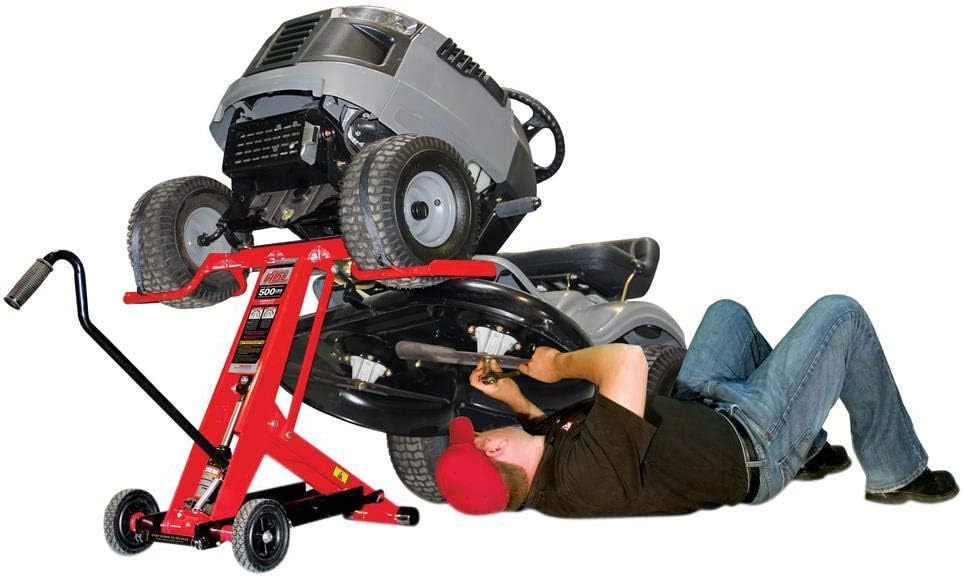 MoJack 45501 HDL500 Hydraulic Cylinder Lift Jack for Zero Turn Radius Riding Lawn Mower Maintenance and Repair - 500 Pound Lift Capacity with Locking Bar for Added Safety