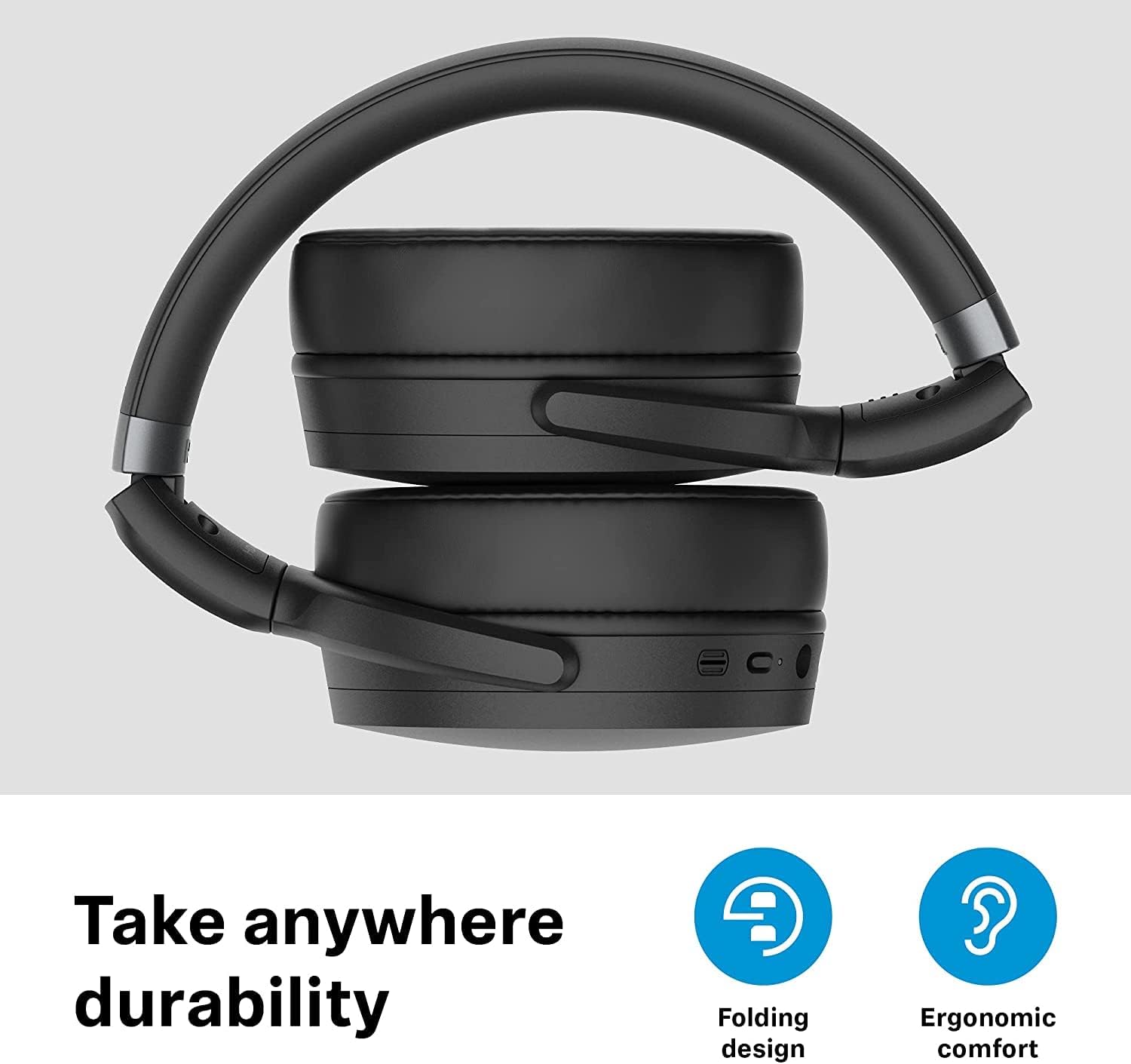 Sennheiser HD 450SE Black Bluetooth 5.0 Wireless Headphone with Alexa Built-in - Active Noise Cancellation, 30-Hour Battery Life, USB-C Fast Charging, Foldable - Black