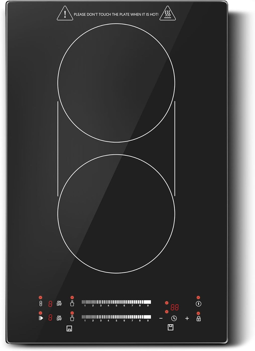 12 Inch Induction Cooktop 2 Burners, 120V 1800W Electric Stove with Bridge Function & 9 Power Levels, Built-in/Countertop Induction Burner for Kitchen, RV, Outdoor Camping
