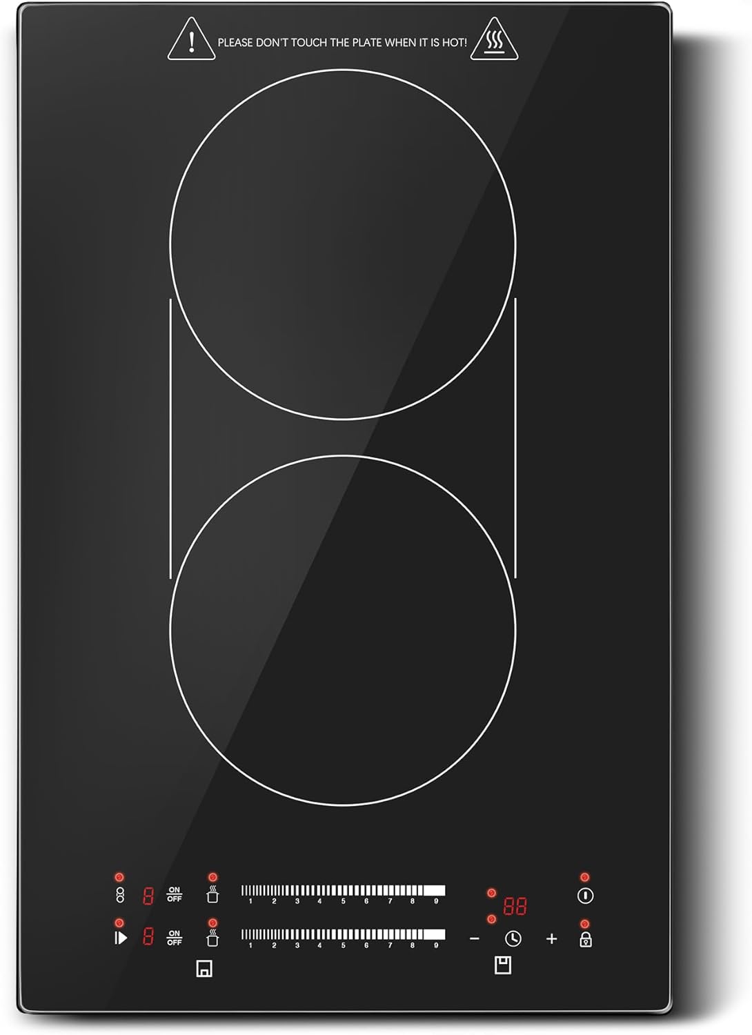 12 Inch Induction Cooktop 2 Burners, 120V 1800W Electric Stove with Bridge Function & 9 Power Levels, Built-in/Countertop Induction Burner for Kitchen, RV, Outdoor Camping