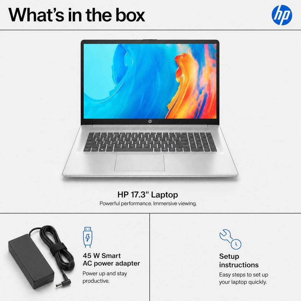 HP 17.3 Inch FHD Business Laptop with Microsoft 365 for The Web, AMD 7000 Series Ryzen Processor (Beats Intel i7-1355U), Copilot AI, 16GB RAM, 1TB SSD, HDMI, Wi-Fi 6, Windows 11, WOWPC USB