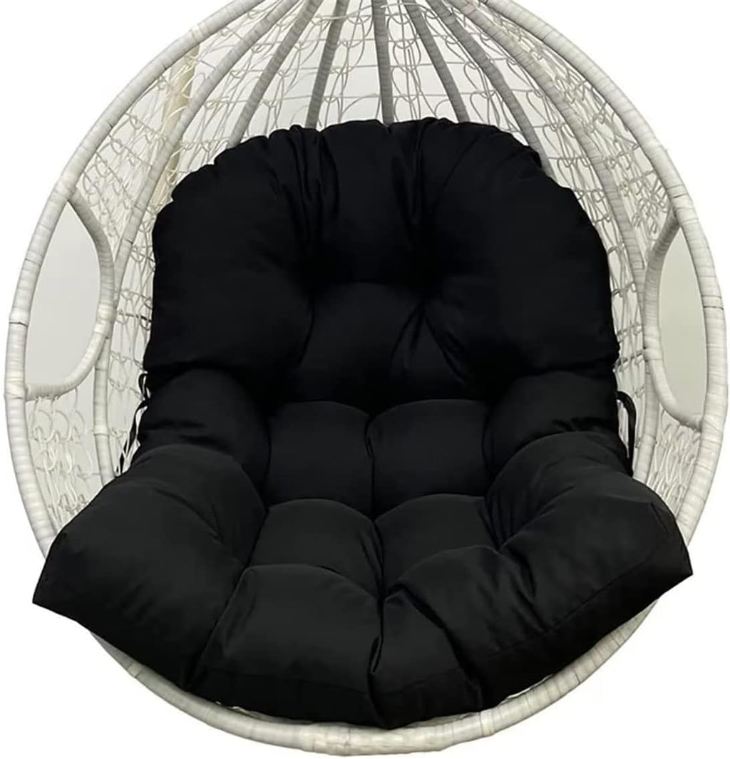 Egg Chair Cushion, Outdoor Rocking Chair Cushion, Egg Chair Cushion Replacement, Waterproof Soft Egg Chair Seat Pad, Back Cushion, Wicker Chair Cushion for Patio Garden (Black)