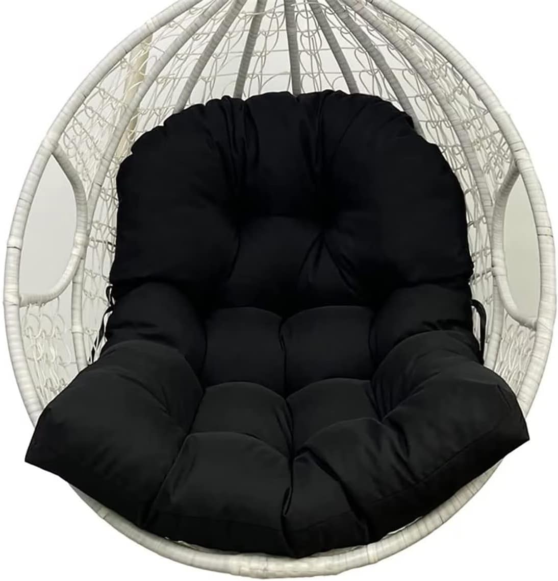 Egg Chair Cushion, Outdoor Rocking Chair Cushion, Egg Chair Cushion Replacement, Waterproof Soft Egg Chair Seat Pad, Back Cushion, Wicker Chair Cushion for Patio Garden (Black)