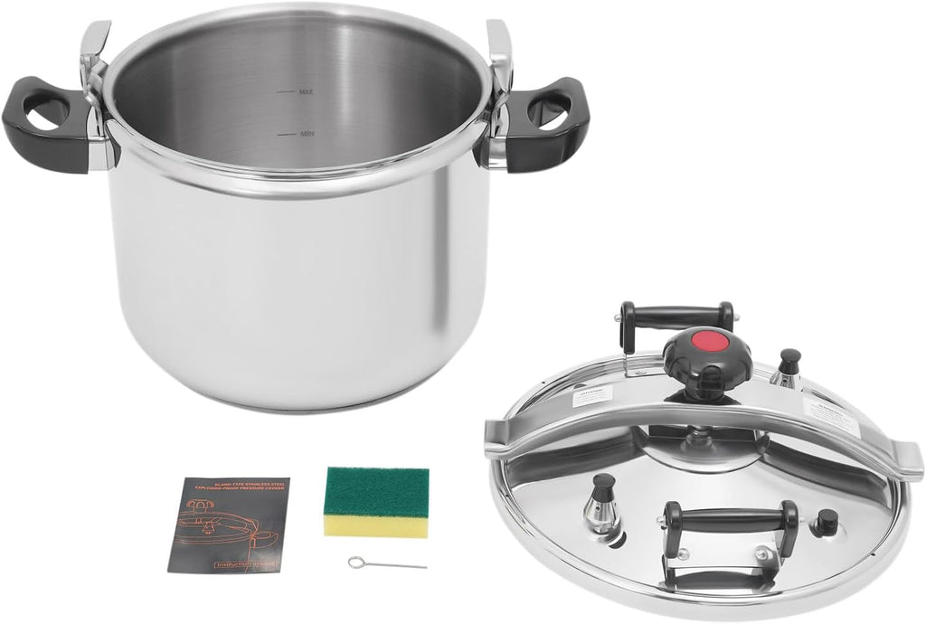 42.3QT Stainless Steel Pressure Cooker, 60Kpa High-Pressure Cooking Pot, Large Steamer Cooking Pressure Canner with Safety Valves for Family or Commercial Use on Gas Stovetop & Induction Cooktop