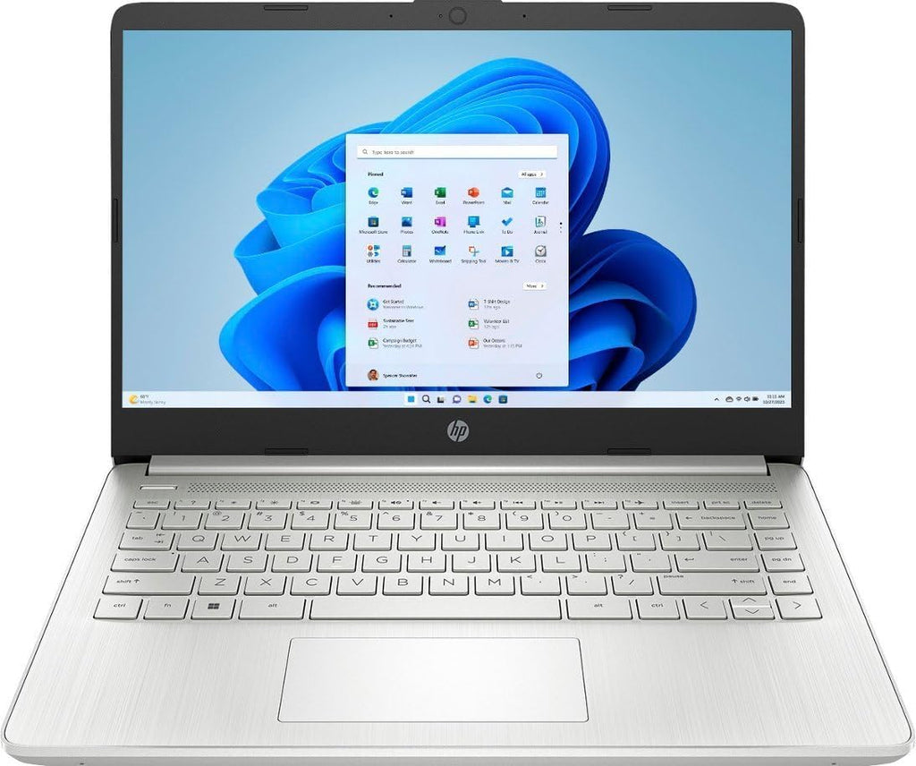 HP 14' HD (1366 x 768) Display Laptop, Intel Celeron N4120, 1.1GHz, 4GB Memory, 128GB eMMC, Windows 11 Home in S Mode, One Year Office 365 Included, Natural Silver, 14-dq0760dx