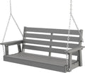 GREENVINES Porch Swing | 51'' | HDPE Plastic | for Outdoor Patio | All Weather | Waterproof Bench Swings | w/ 4 Stainless Steel Chains | Grey