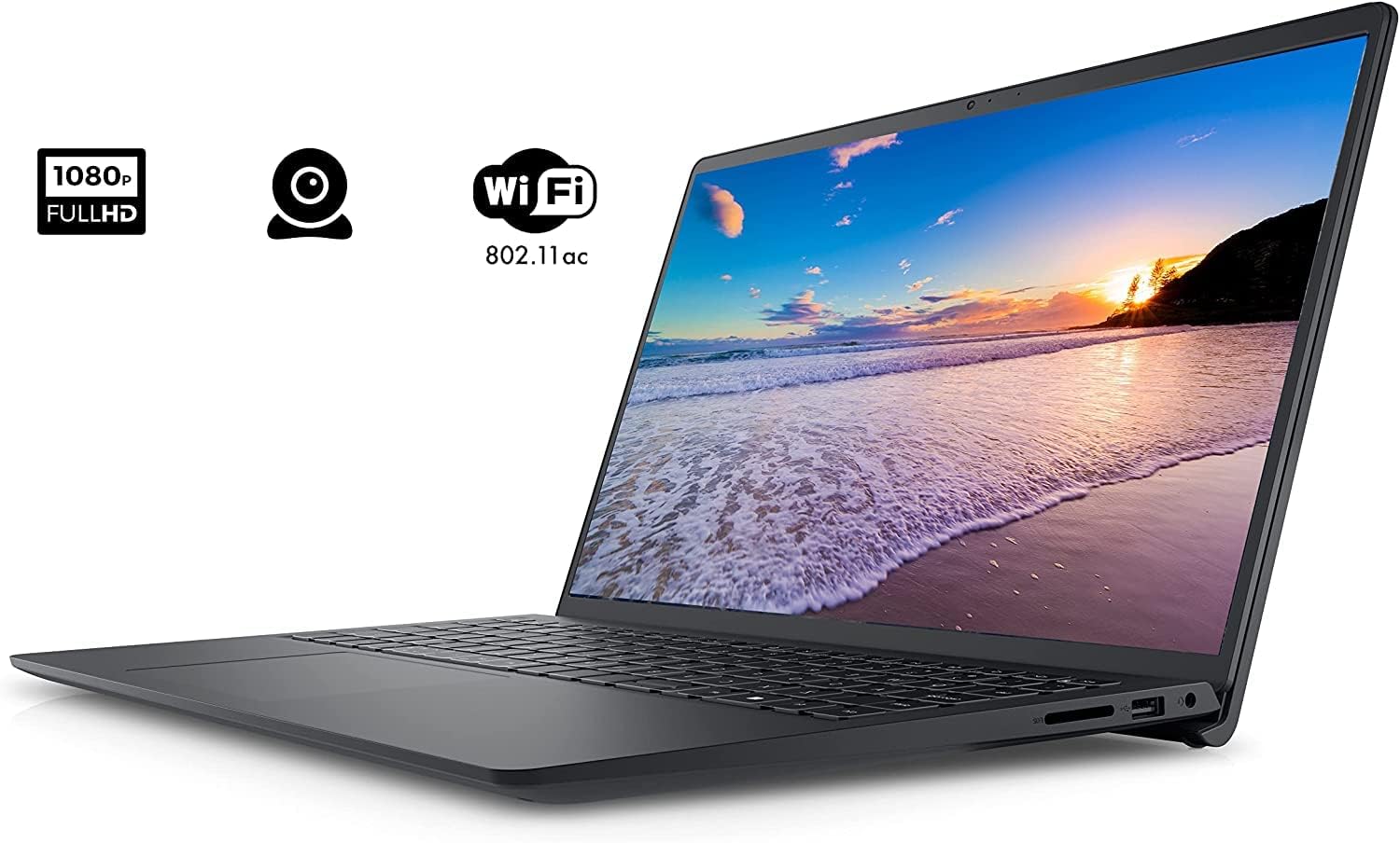 Dell Inspiron 15 3511 Laptop, 15.6' FHD Touchscreen, Intel Core i5-1035G1, 12GB RAM, 256GB PCIe NVMe M.2 SSD, SD Card Reader, Webcam, HDMI, WiFi, Windows 11 Home, Black