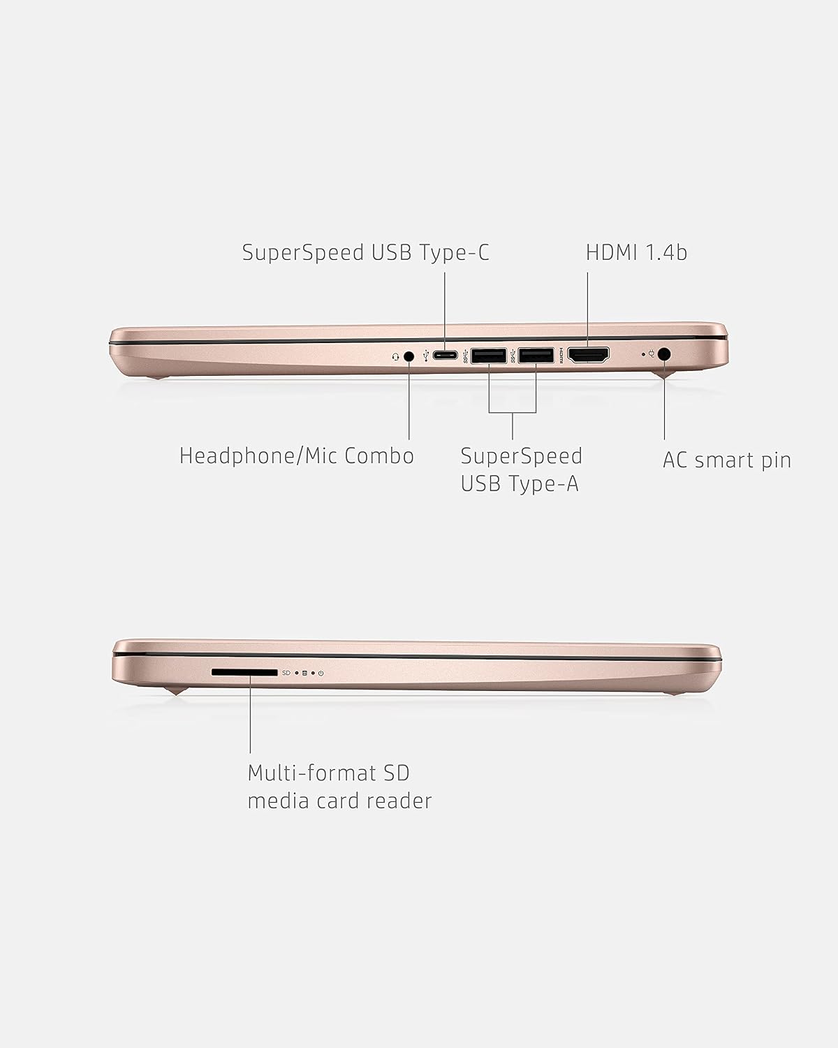 HP 14-dq0030nr 14 Laptop, Intel Celeron N4020, 4 GB RAM, 64 GB Storage, 14-inch Micro-edge HD Display, Windows 11 Home, Thin & Portable, 4K Graphics, One Year of Microsoft 365 (2021, Pale Rose Gold)