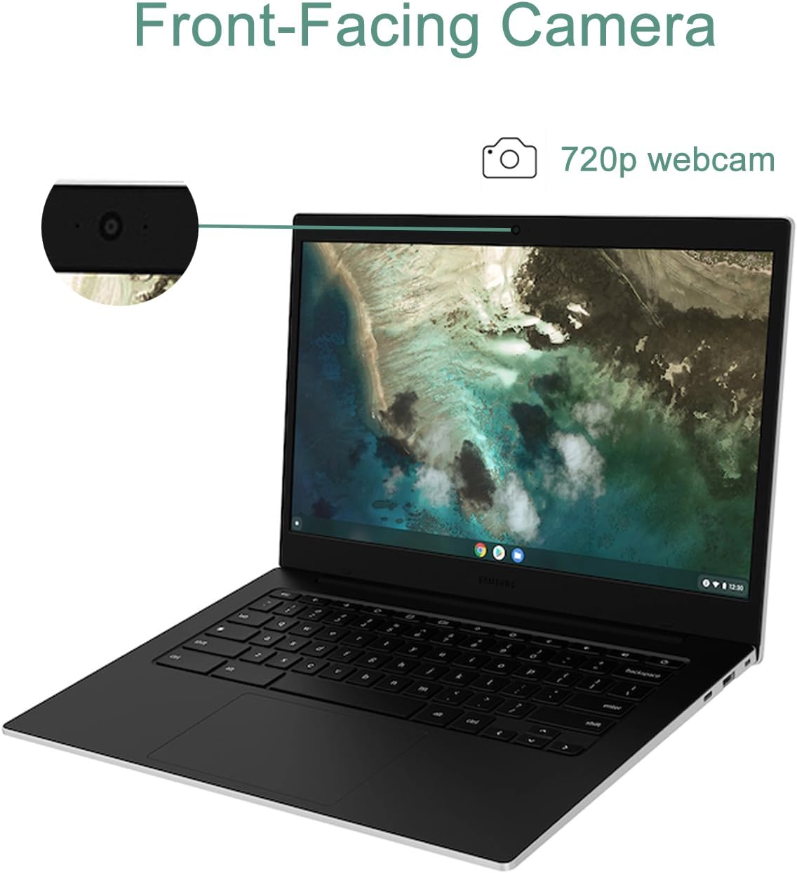 Samsung Galaxy Chromebook Go Laptop (14' LED, Intel Celeron N4500, 320GB Storage (64GB eMMC + 256GB SD Card)) Home & Student, Spill-Resistant, 12-Hr Long Battery, Webcam, Wi-Fi 6, IST HUB, Chrome OS