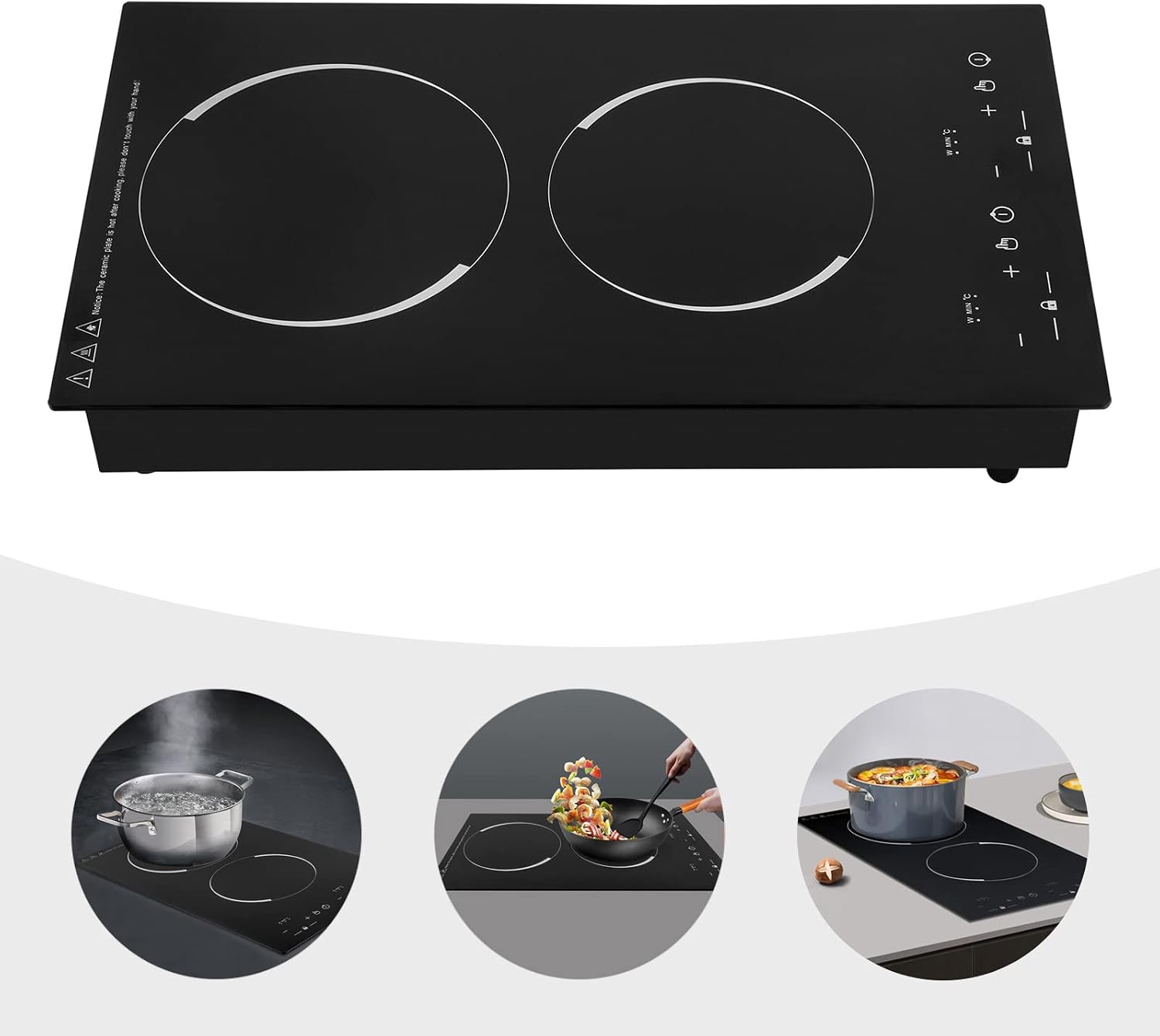 4000W 2 Burners Double Induction Cooktop 110V Portable Induction Cooktop Electric Cooktop Hot Plate Electric Induction Cooker Stove with LCD Touch Screen Electric Stove Top Burner Electric Countertop