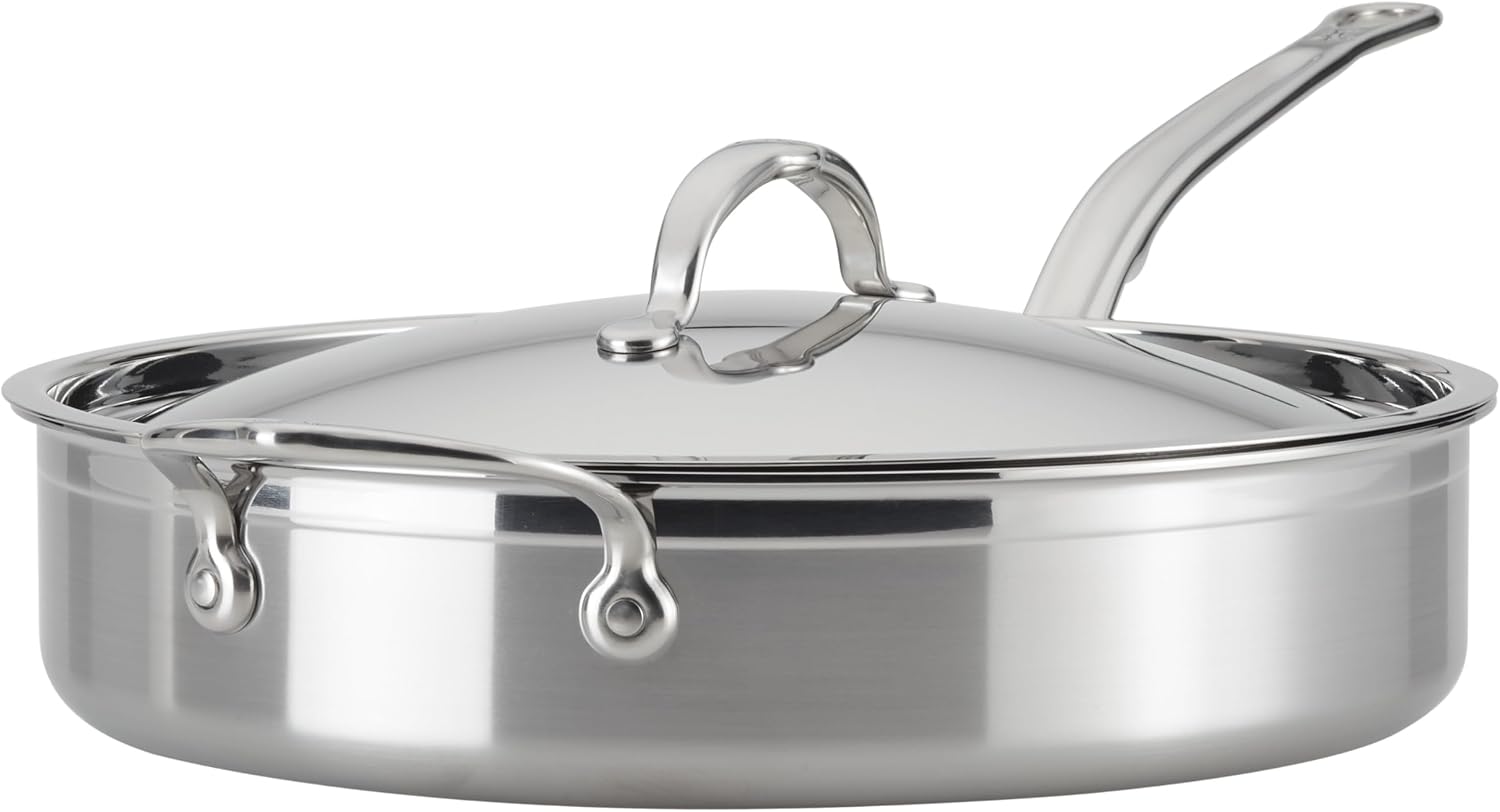Hestan ProBond Forged - Professional Clad Stainless Steel Sauté Pan, 5 Quart, with Helper Handle, Induction Compatible