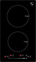 K&H Dual Induction Cooktop - 12 Inch Built-In Electric Stove Top with 17 Heating Levels - 220V, 3400W Built-in Ceramic Glass Electric Induction Cooktop - Touch Control, Timer & Child Lock, IN12-3400SL