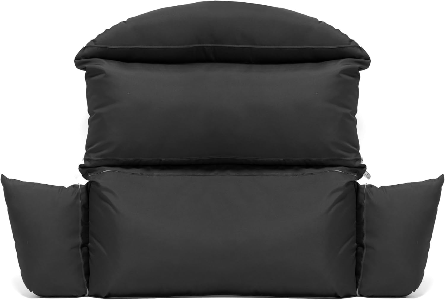 LeisureMod 2 Person Hanging Swing Chair Cushion - Black, Soft Breathable Cotton, Removable Zipper Cover, Weather-Resistant & Machine Washable