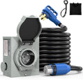 50 Amp Generator Cord and Power Inlet Box (Pre-Drilled) 30 FT, 4 Prong 125V/250V NEMA 14-50P/SS2-50R Twist Lock Generator to House Power Cord, Generator Inlet Box Kit for Emergency Backup Power