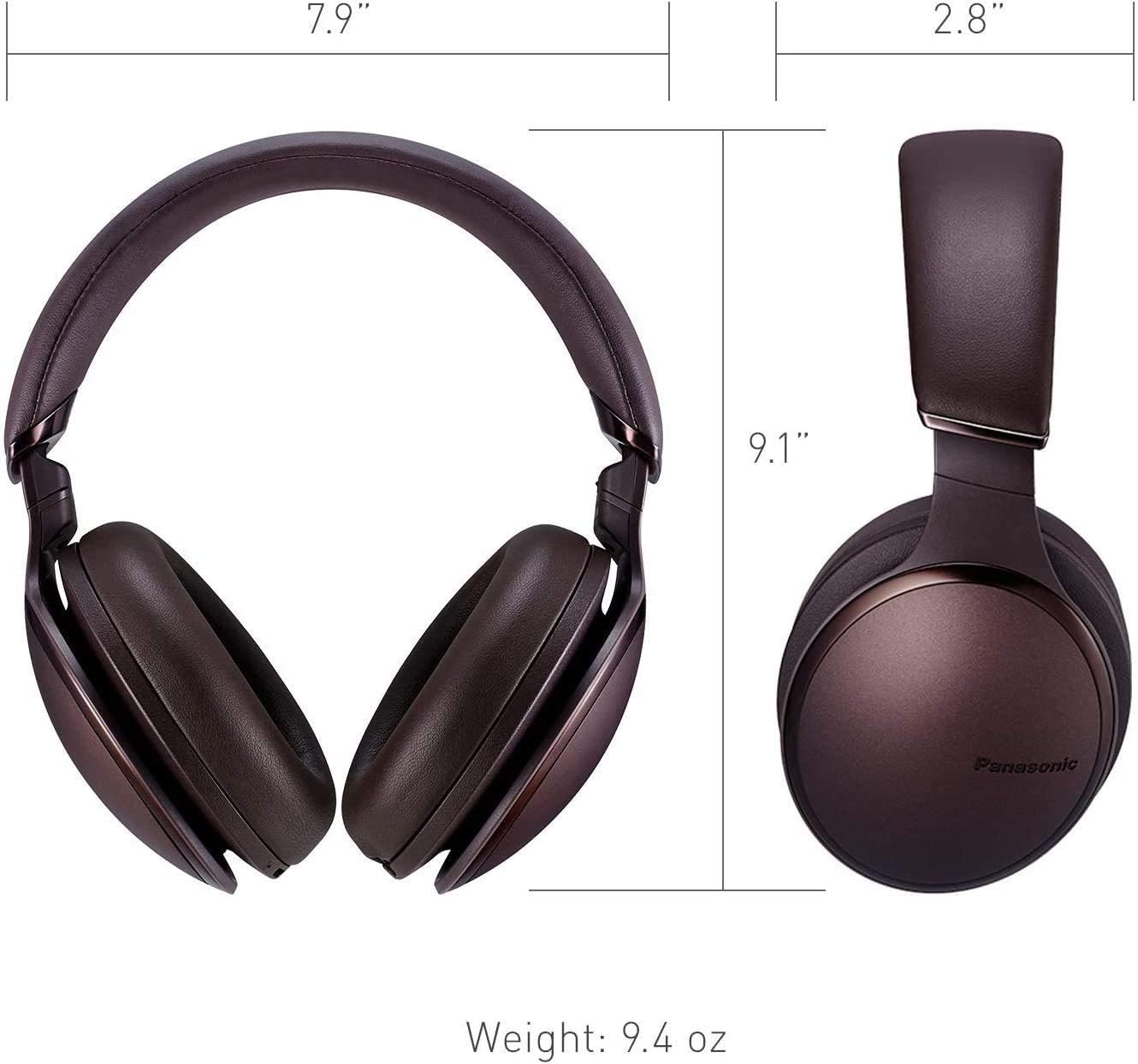 Panasonic Noise Cancelling Over The Ear Headphones with Wireless Bluetooth, Alexa Voice Control & Other Assistants – Brown (RP-HD805N-T), One Size Fits All
