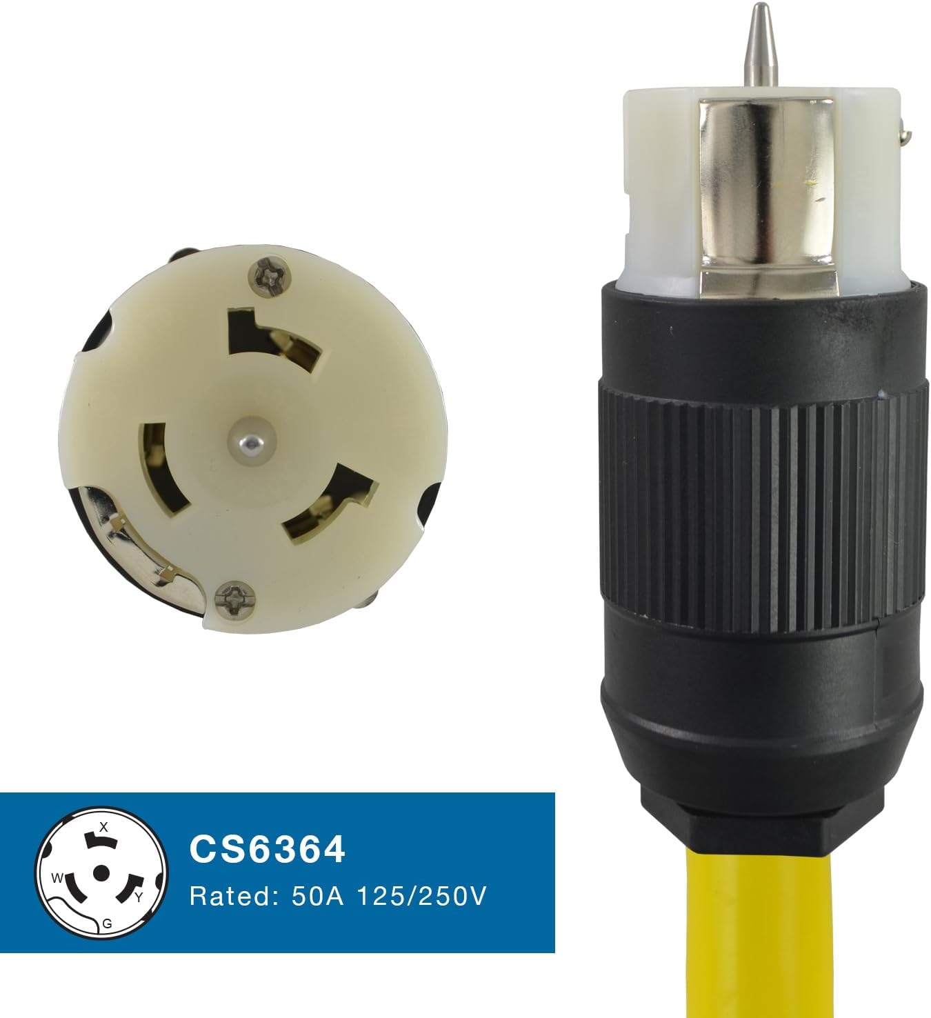 Conntek Transfer Switches Cord/Temp Power Cord, L14-30P 30-Amp 4 Prong Twist Lock Plug to CS6364 50-Amp Twist Lock Female