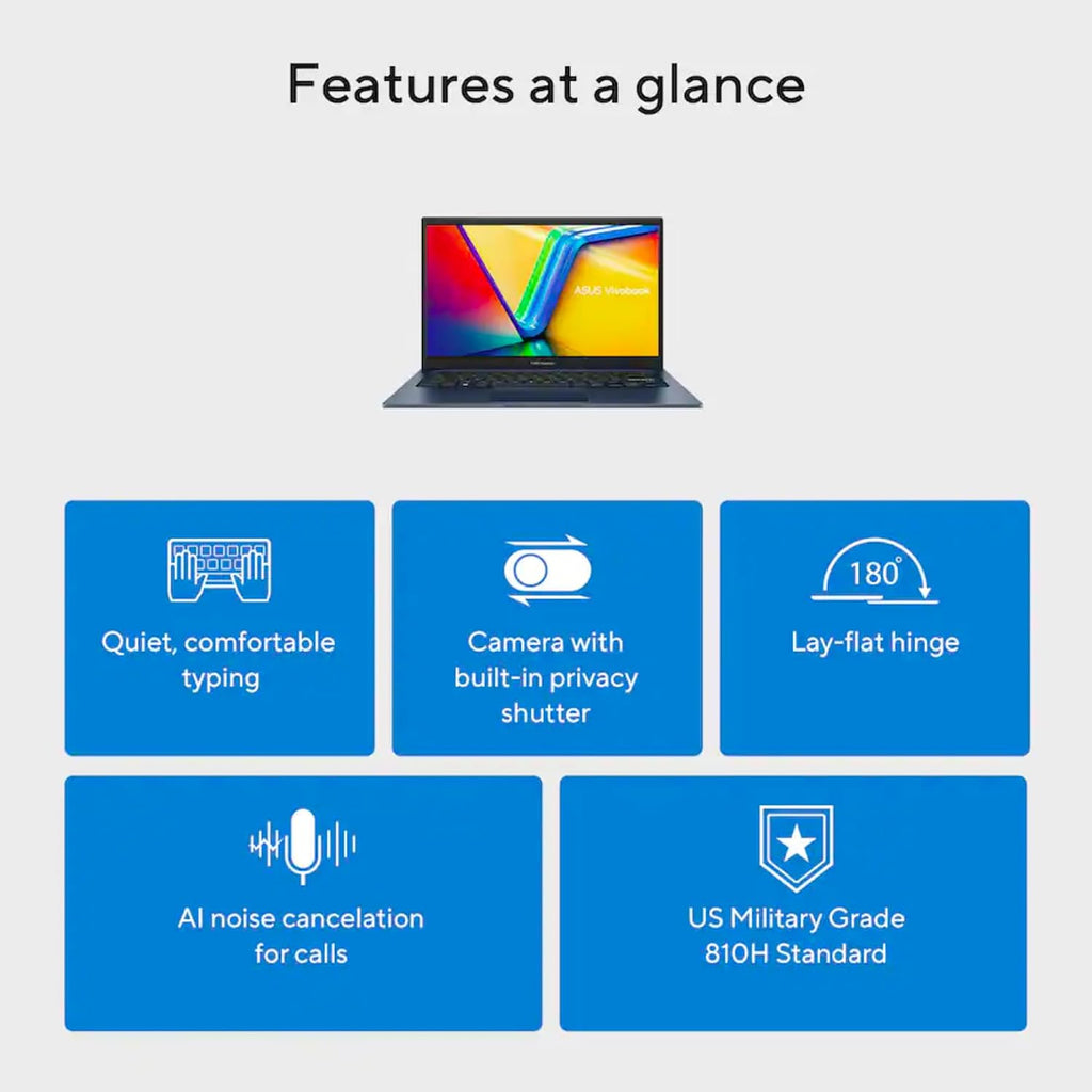 ASUS Vivobook with Office 365 for the Web - Intel 6-Core - 8GB RAM - 128GB SSD | Full HD Display, Chiclet Keyboard with NumberPad, Intel i3-1315U Processor, Win11 W/o Mouse | Power Your Work and Fun