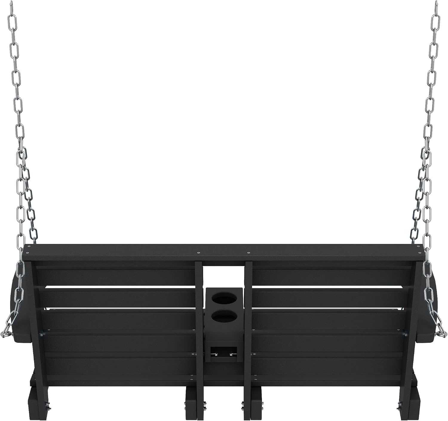 KINGYES Outdoor Hanging Patio Swing Chair, 2 Seat Swing with Cup Holders, Waterproof Bench for Courtyard & Garden, 660LBS Weight Capacity, Black