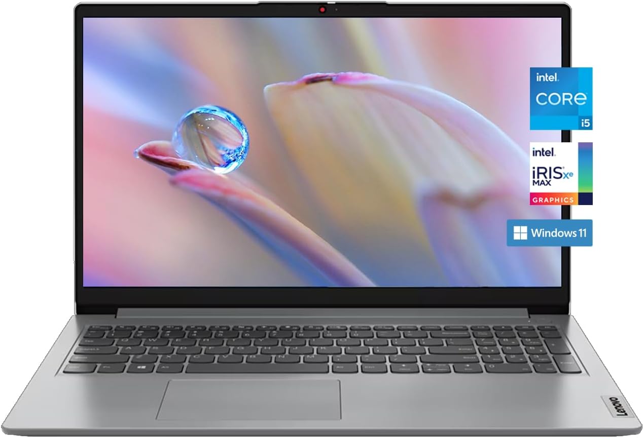 Lenovo Ideapad 1i 15.6' FHD Anti-Glare Business & Home Laptop, Intel Core i5-1235U Processor, 16GB DDR4 RAM, 512GB SSD Storage, Webcam, Wi-Fi, HDMI, Bluetooth, Windows 11, Cloud Grey, W/GaLiMu