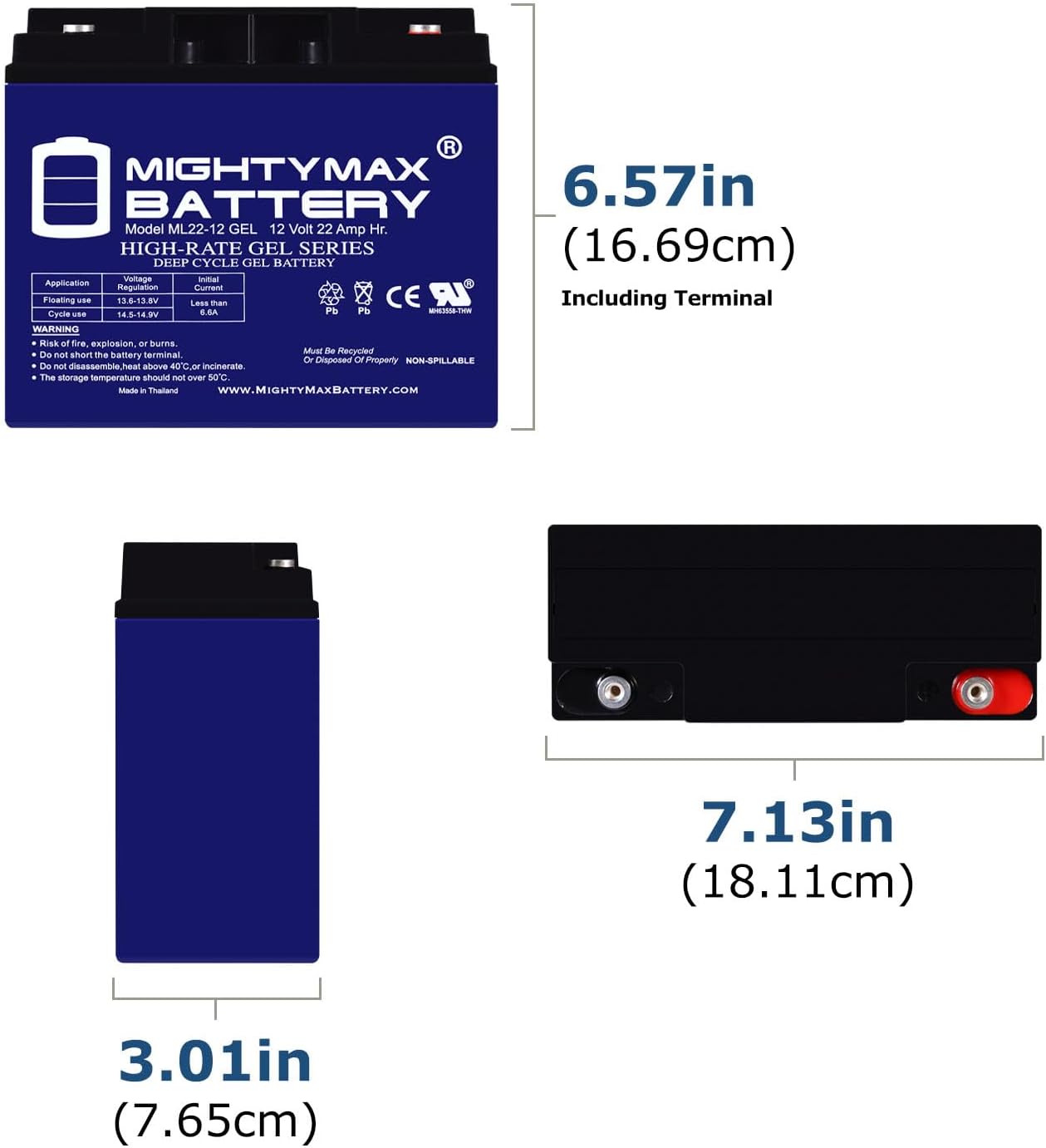 Mighty Max Battery 12V 22AH Gel Battery for Earthwise Electric Lawn Mower - 2 Pack