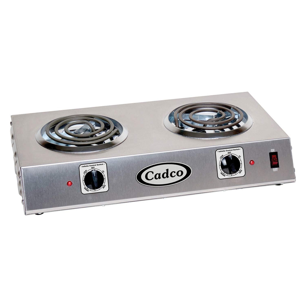 Cadco CSR-1T 14-Inch Portable Electric Commercial Countertop Hot Plate with 1 Burner and Infinite Controls, Stainless Steel, 120v, For Commercial Use, 8 lbs