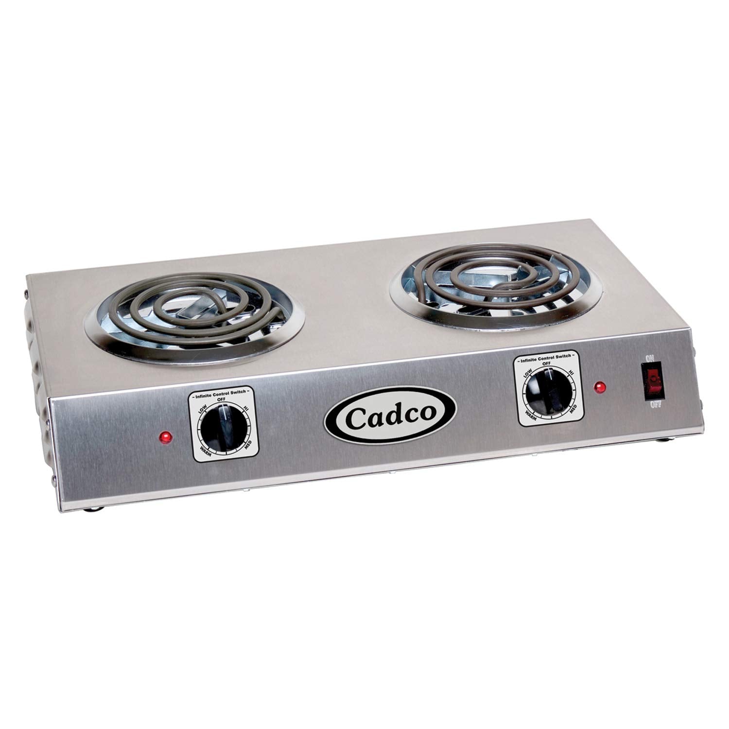 Cadco CSR-1T 14-Inch Portable Electric Commercial Countertop Hot Plate with 1 Burner and Infinite Controls, Stainless Steel, 120v, For Commercial Use, 8 lbs