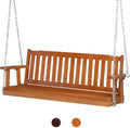 VINGLI Heavy Duty 880 LBS 5 FT Wooden Porch Swing Outdoor, Outdoor Hanging Swing Bench (5 FT, Brown)