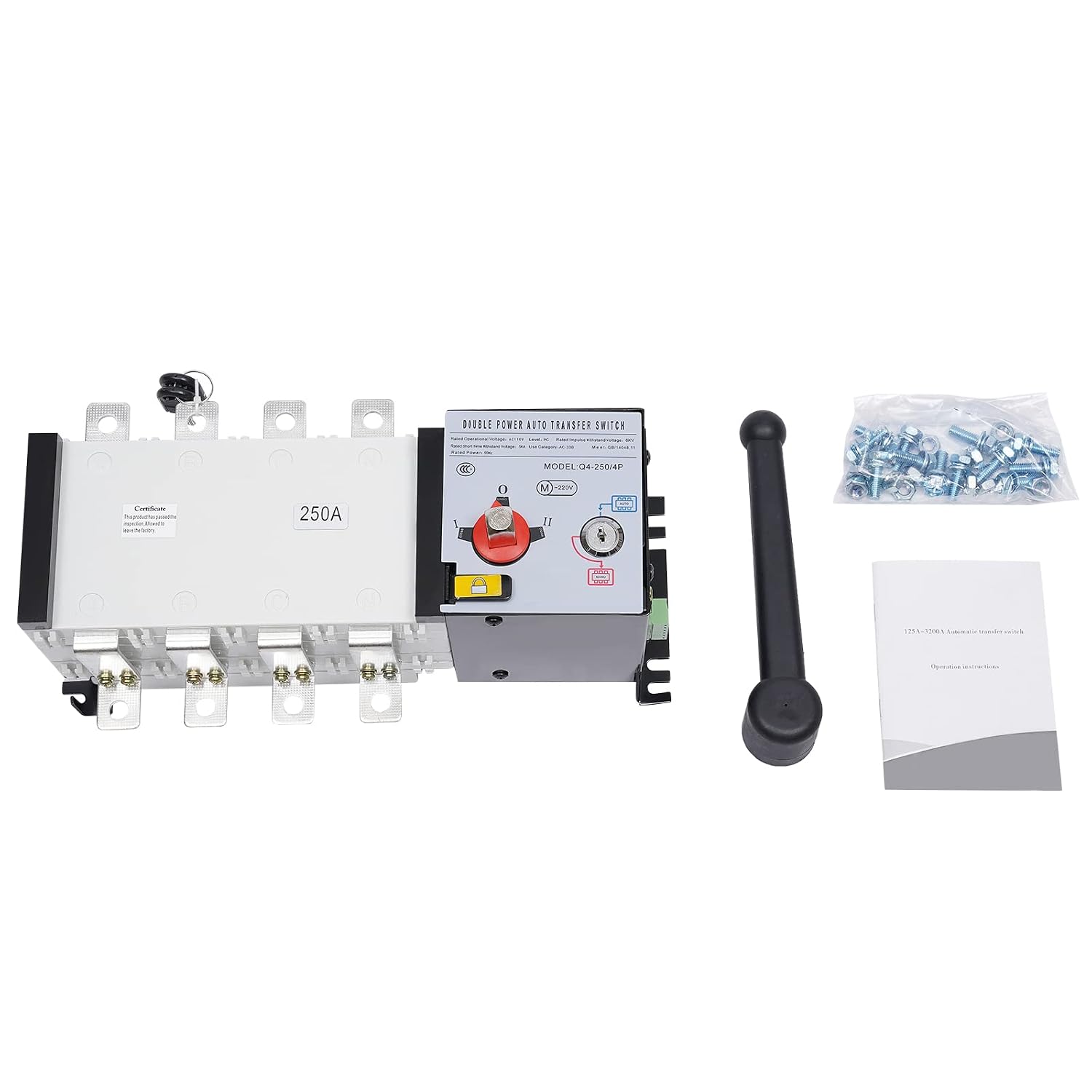 110V Dual Power Automatic Transfer Switch Dual Power Generator Changeover Switch 250A 4P