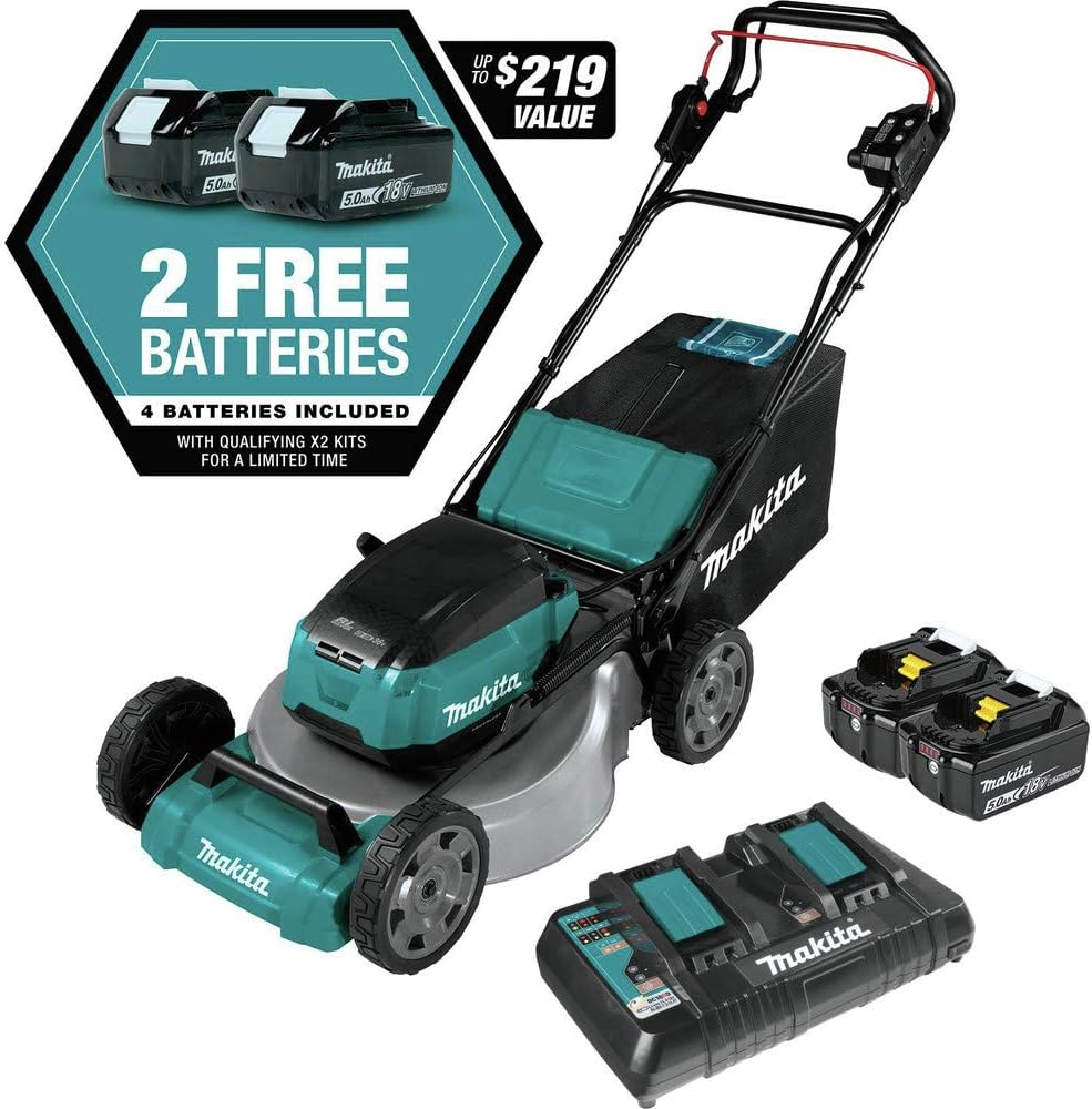 Makita XML06PT1 36V (18V X2) LXT® Brushless 18' Self-Propelled Commercial Lawn Mower Kit with 4 Batteries (5.0Ah)
