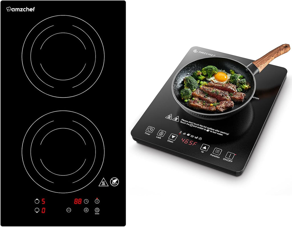 AMZCHEF Electric Induction Cooktop 2 Burners & AMZCHEF Portable Induction Cooktop