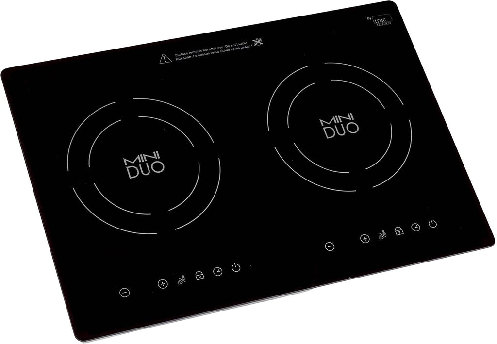 True Induction MD-2B 20 inch Built-in Mini Duo Induction Glass-Ceramic Cooktop, 1750W, UL858 Certified