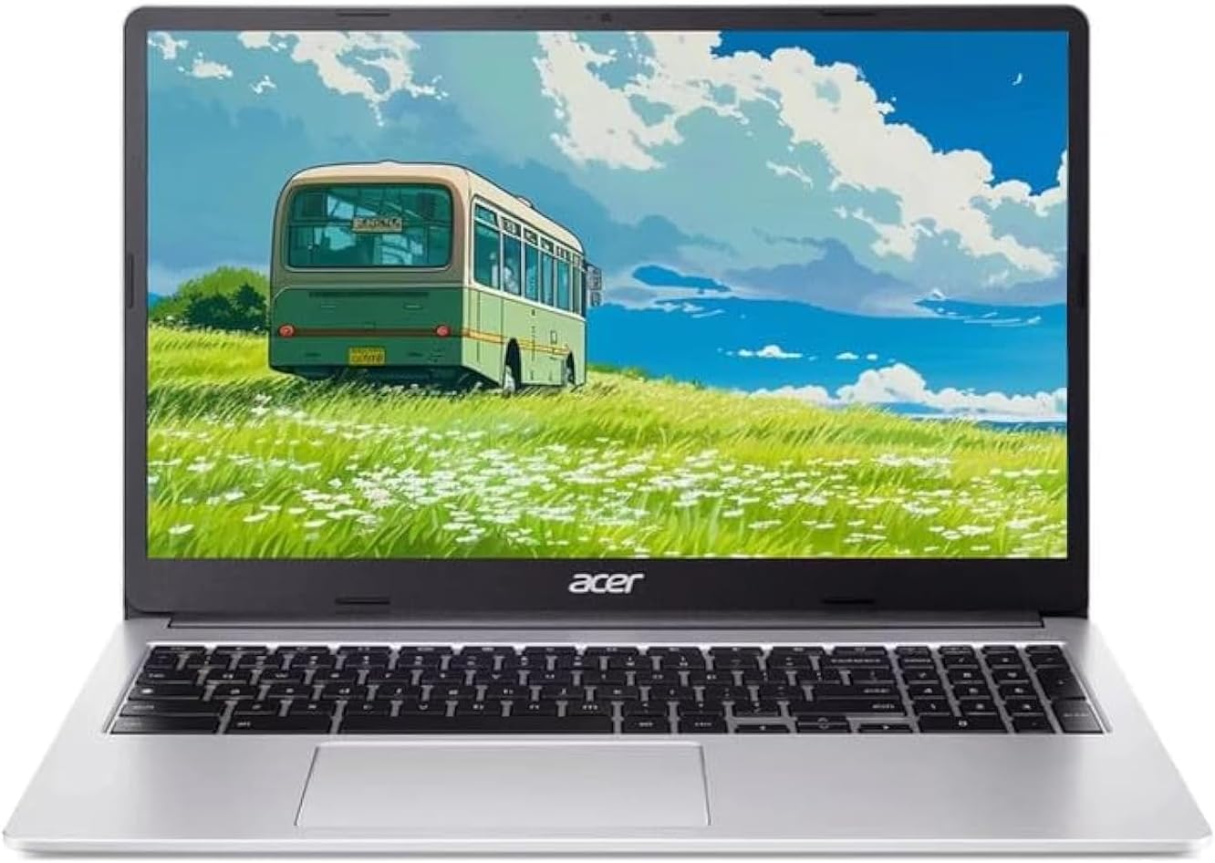 acer Chromebook 315, 15.6' FHD Display Laptop, Intel Celeron N4500, 4GB RAM, 64GB eMMC, Webcam, Chrome OS, Pure Silver, Protective Sleeve Included, TWE 64GB SD Card