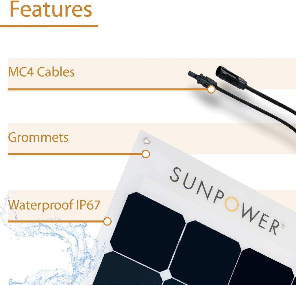ExpertPower 100W Flexible Solar Panel| High-Efficiency Module with Monocrystalline Maxeon Solar Cells for RV, Boat, Camping and Generator Charging Applications