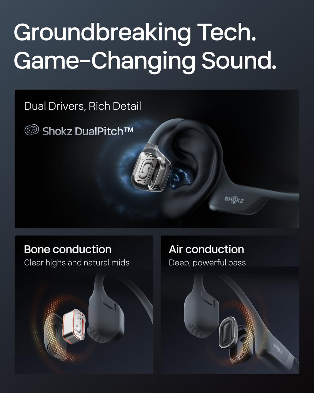 SHOKZ New OpenRun Pro 2 Mini -Open-Ear, Bone Conduction Sport Headphones -with Reflective Strip -Sweat Resistant, Workout Headphones -Secure, Wireless, Comfortable Fit-Deep Bass and Smart Mic App