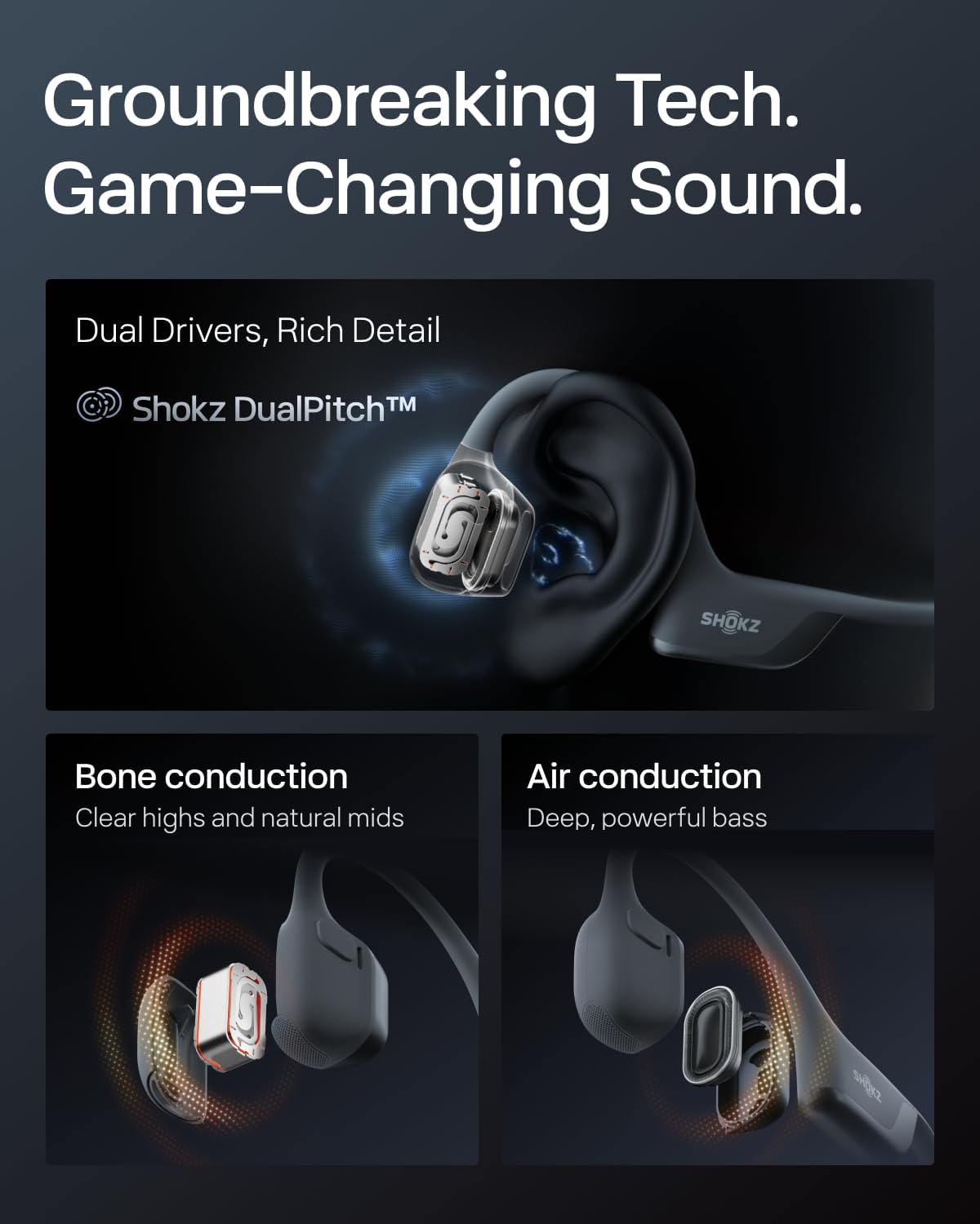 SHOKZ New OpenRun Pro 2 Mini -Open-Ear, Bone Conduction Sport Headphones -with Reflective Strip -Sweat Resistant, Workout Headphones -Secure, Wireless, Comfortable Fit-Deep Bass and Smart Mic App