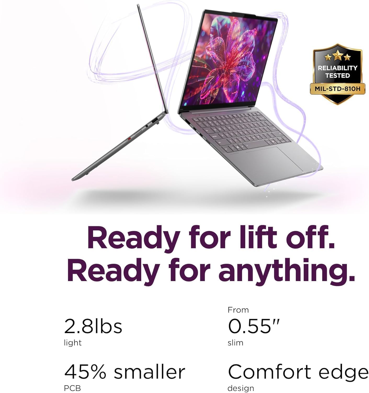 Lenovo Slim 7i Aura Edition Laptop with Intel Core Ultra 5 226V Processor, 14' Touchscreen OLED 400nits Display, 16 GB LPDDR5X-8533MT/s Memory, 1TB Storage, Wi-Fi 7, 5MP RGB+IR Cam, and Win 11 Pro