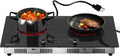 2 Burner Electric Cooktop 110V - 24 Inch(23.6'x 13.78') Ceramic Stove Countertop & Built-in(22'x 12.2'), 2000W Two Burner Cooktop with Touch & Knob Control, Timer, Safety Lock, 120V Plug in