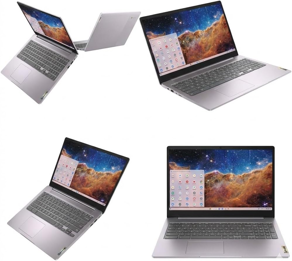Lenovo 15.6' FHD Chromebook-Intel Quad-Core N4120(> N4020) 4GB RAM,128GB Storage,(64GB eMMC+64GB SD Card),Home & Student Laptop,with Privacy Camera,Wi-Fi6,HDMI1.4,Chrome OS,Artic Grey