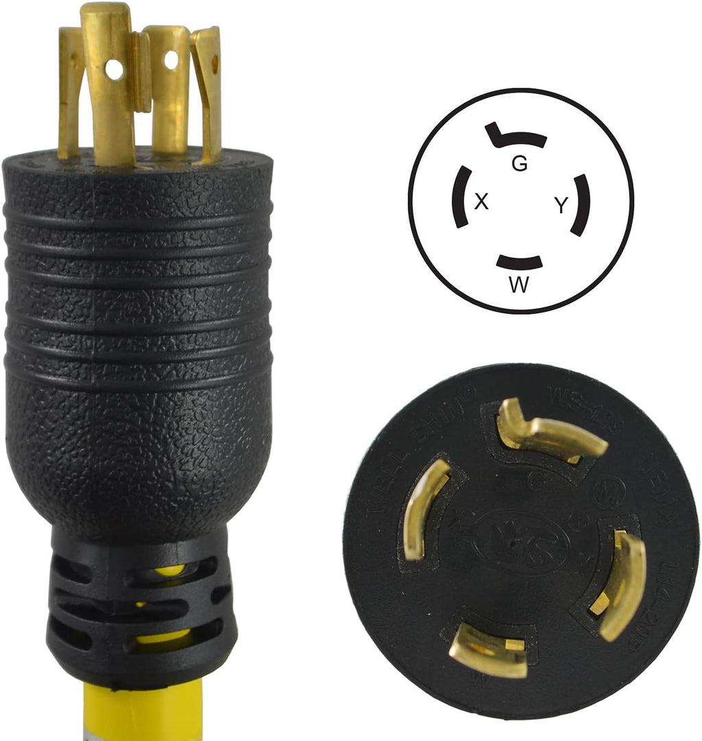 Conntek 20591 Extra-Heavy Duty L14-20 Generator Cord, 25 - Feet, Yellow